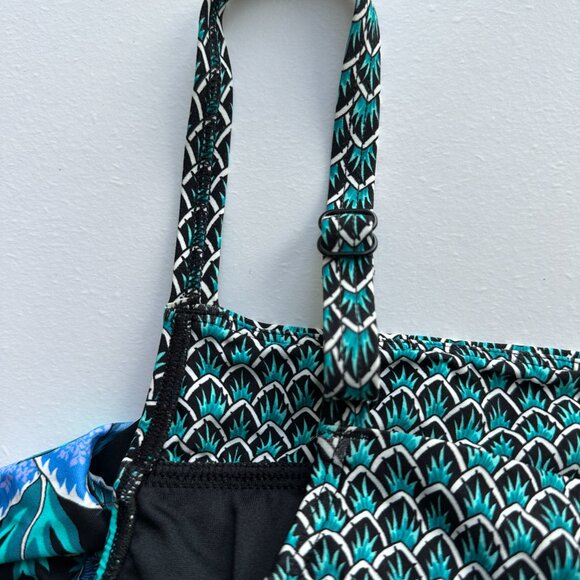 Beach House Tankini Swim Top Size 12 Adj Drawstring Hem Lined Bust Support - Picture 12 of 14